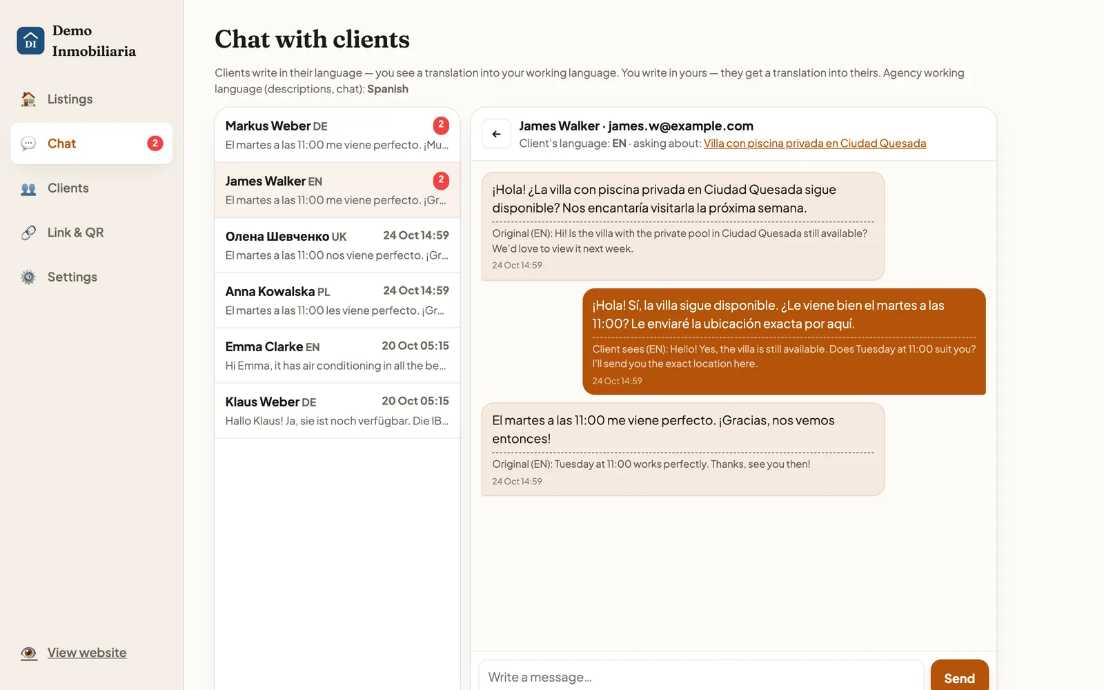 Chat that translates itself
