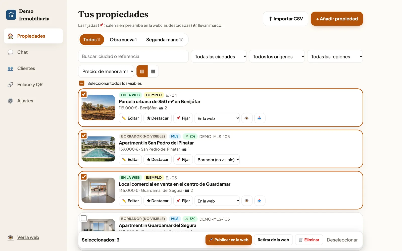 Importación y orden